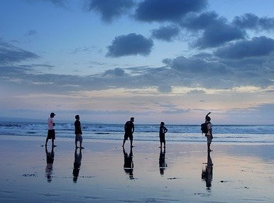 Family travel on Beach in Bali